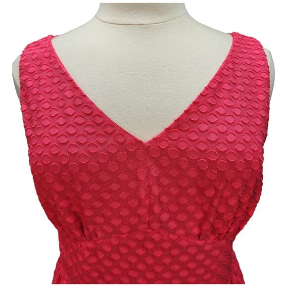 Nine West Dress Women’s 12 Fit & Flare Hot Pink Lined Textured Casual Church Wor - Picture 4 of 14